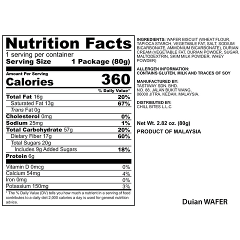ALOR Durian Wafer, 80g